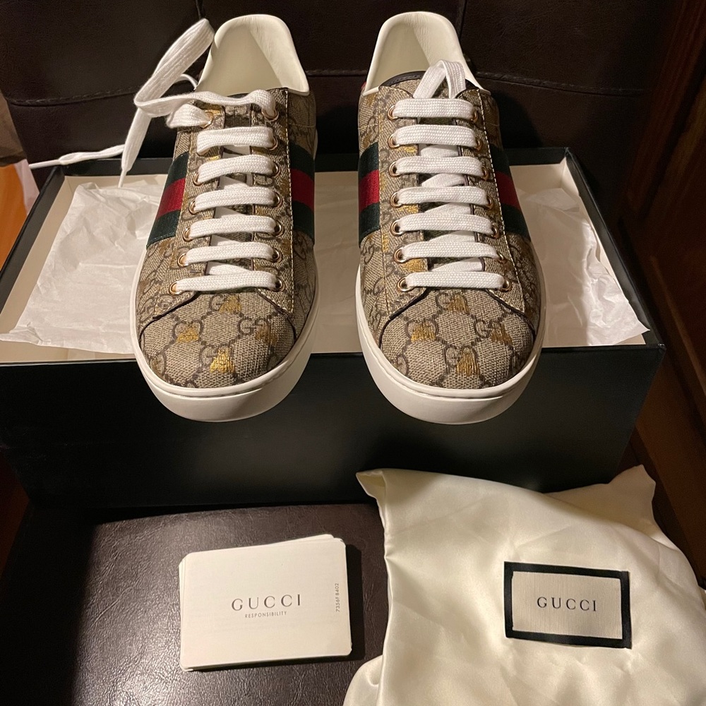 Gucci Ace Monogram Bee 6G women 9 9,5